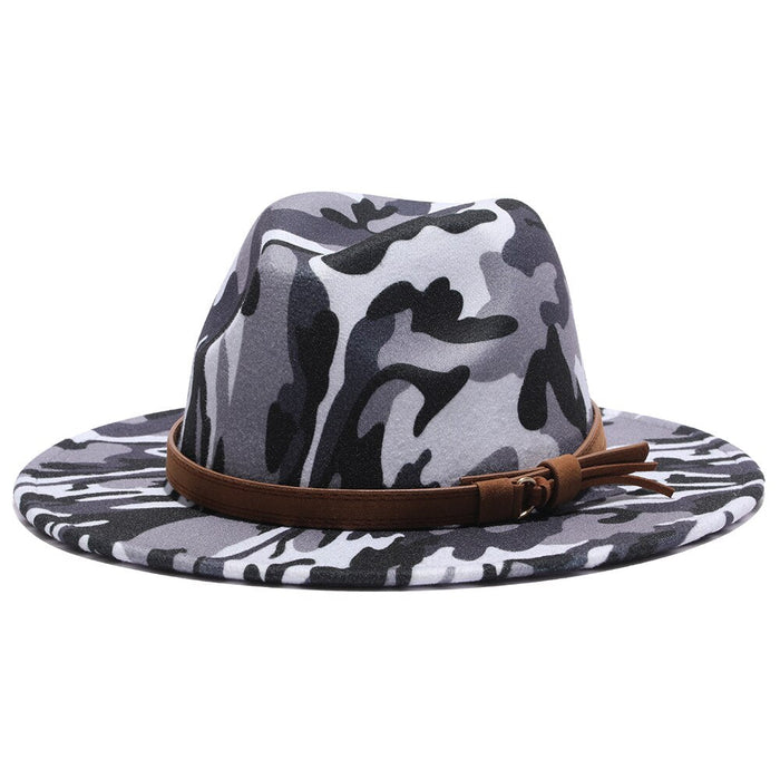 Camouflage Printed Wide Brim Casual Jazz Outdoor Fedora
