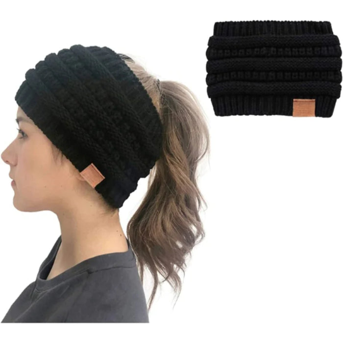 Stylish Winter Headwear Ear Warmer Ponytail Hats For Women