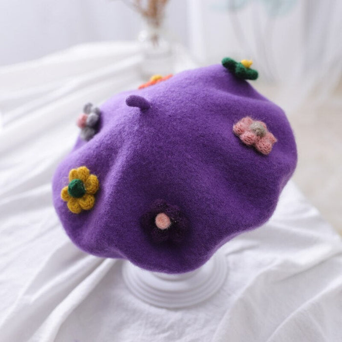 Cute Handmade Children's Flower Painter's Beret