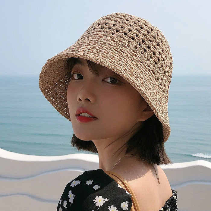 Hollow Knitted Bucket Hat For Women