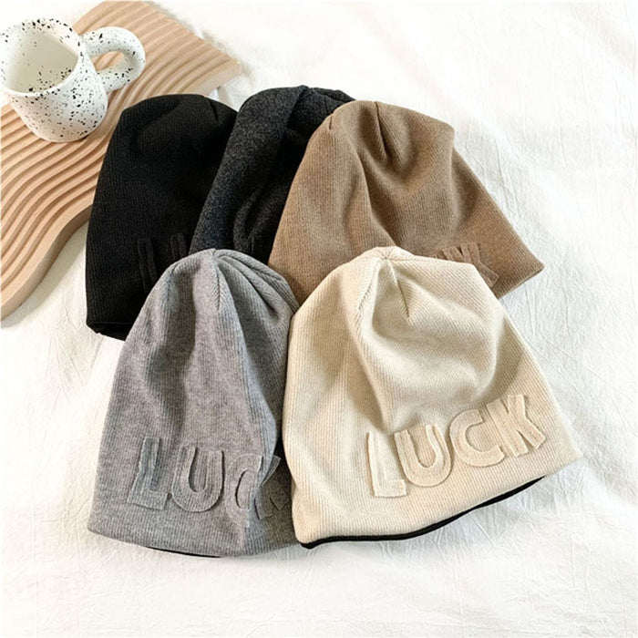 Cotton Knitted Retrograde LUCK Winter Beanie
