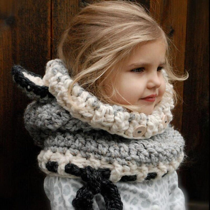 Children's Cotton Knitted Winter Fox Eared Scarf
