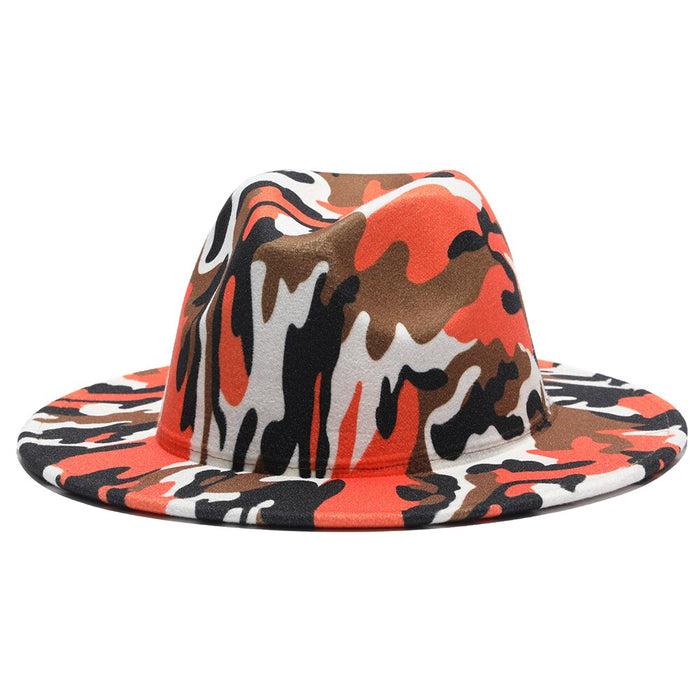 Camouflage Printed Wide Brim Casual Jazz Outdoor Fedora