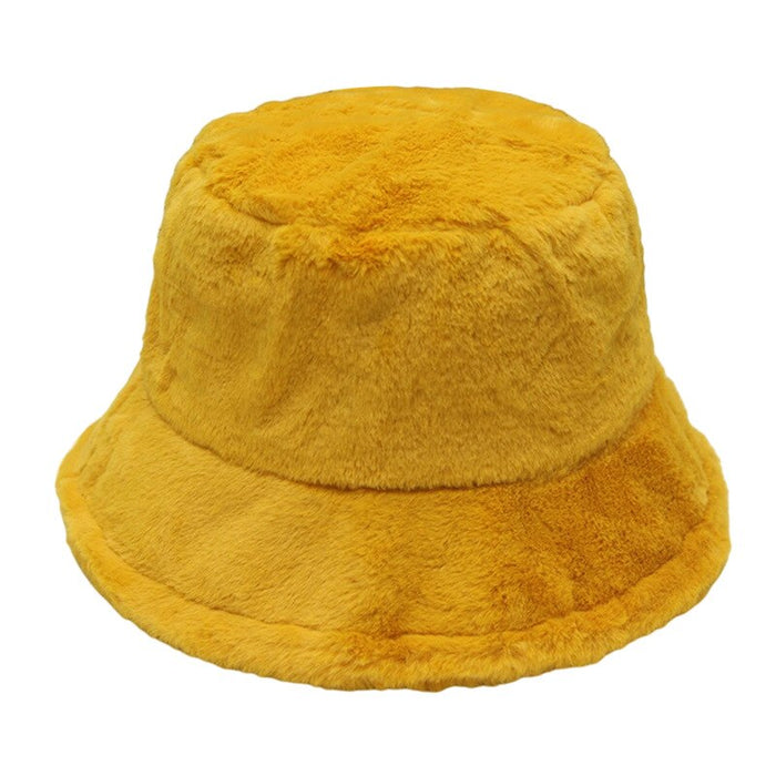 Warm Winter Faux Fur Solid Colored Bucket Hat