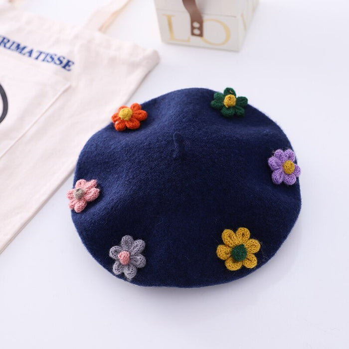 Cute Handmade Children's Flower Painter's Beret