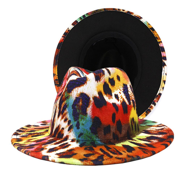 Casual Vintage Leopard Style Patchwork Fedora