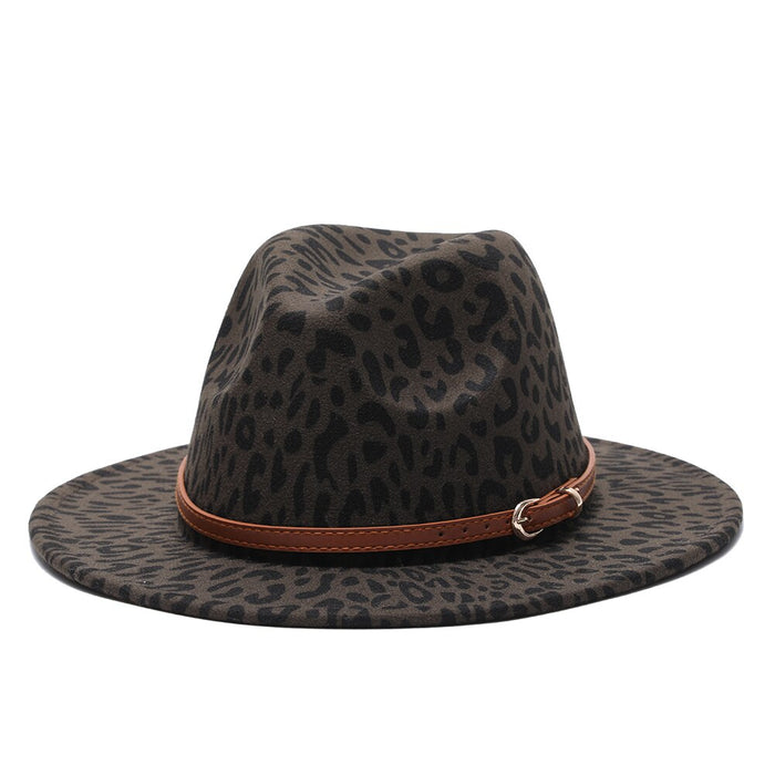 Leopard Print Panama Wool & Felt Jazz Fedora