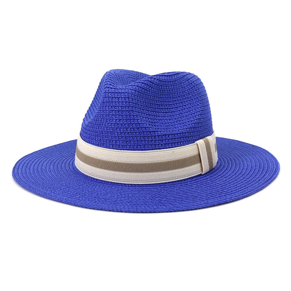 Striped Band Straw Fedora Hat