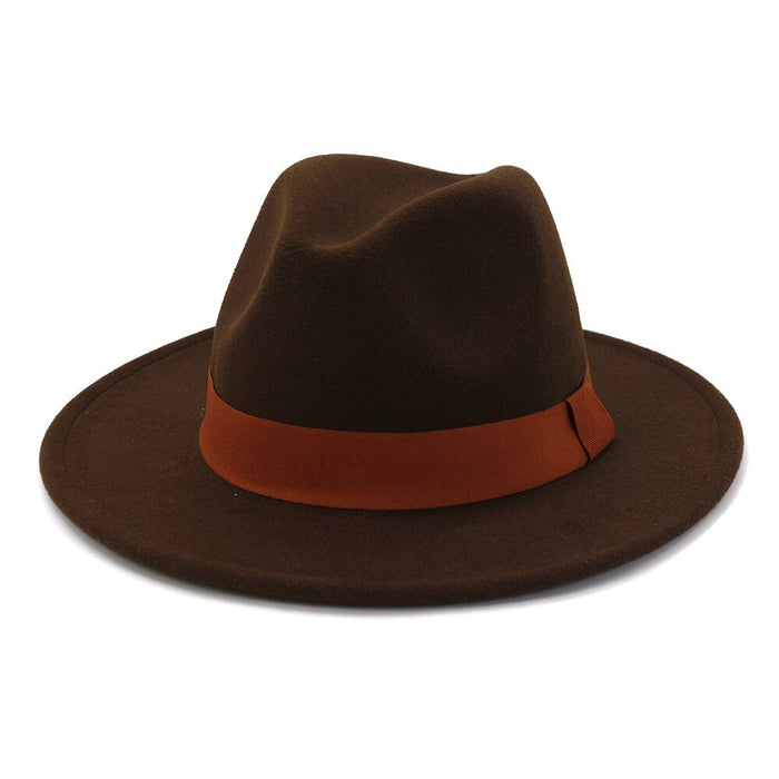 Flat & Wide Brim Women's Simple Buckle Fedora