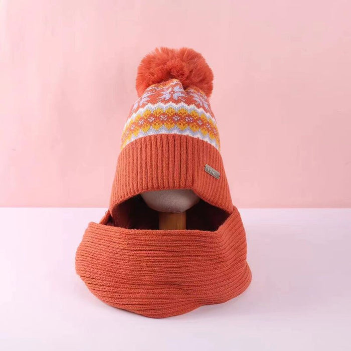 Women's Warm Wool Knitted Winter Hat & Scarf Set