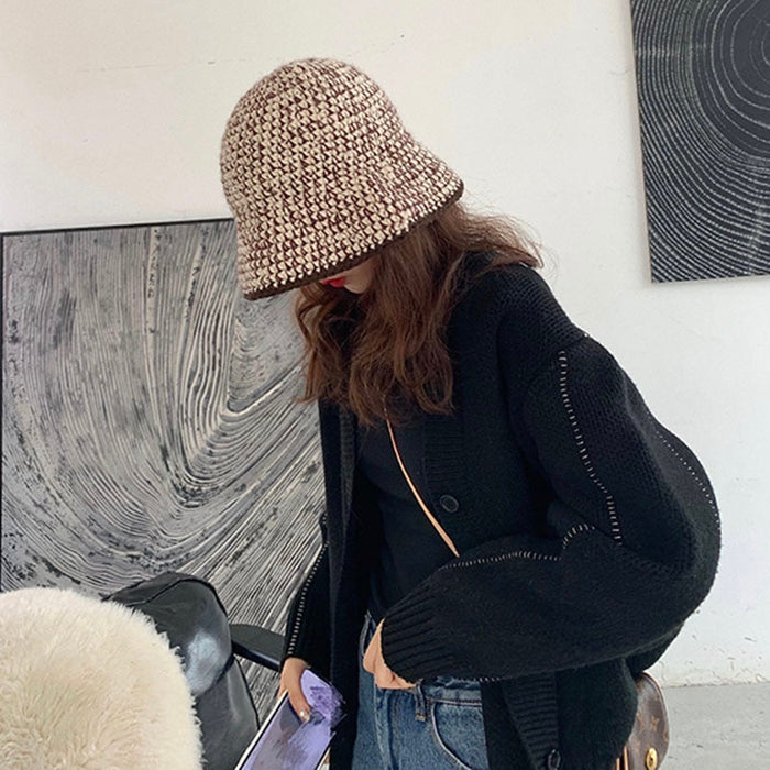 Autumn & Winter Thickened Hand Knitted Wool Bucket Hat