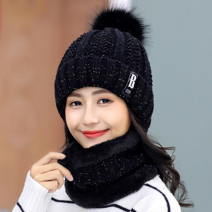 Women's Thickened Knitted Wool Winterized Beanie With Pom Pom