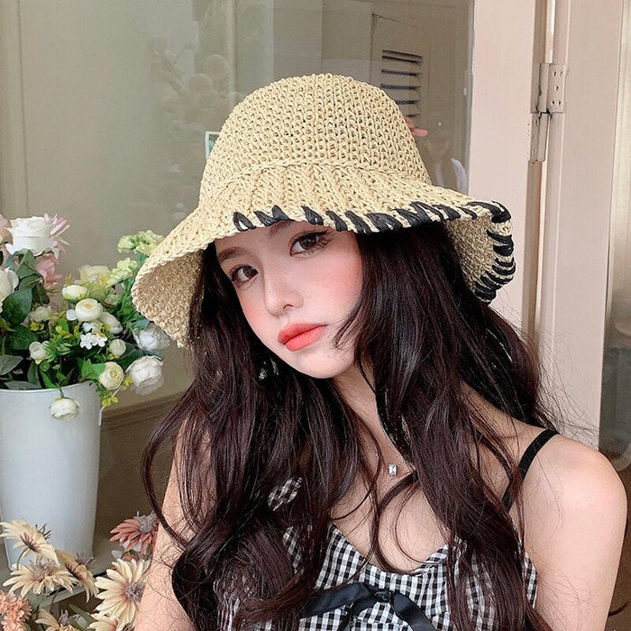 Straw Knitted Raffia Style Leisure Beach Sun Protective Hat