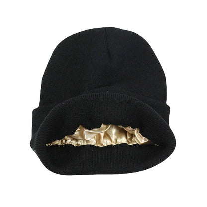 Silk Satin Lined Knit Warm Beanie Caps