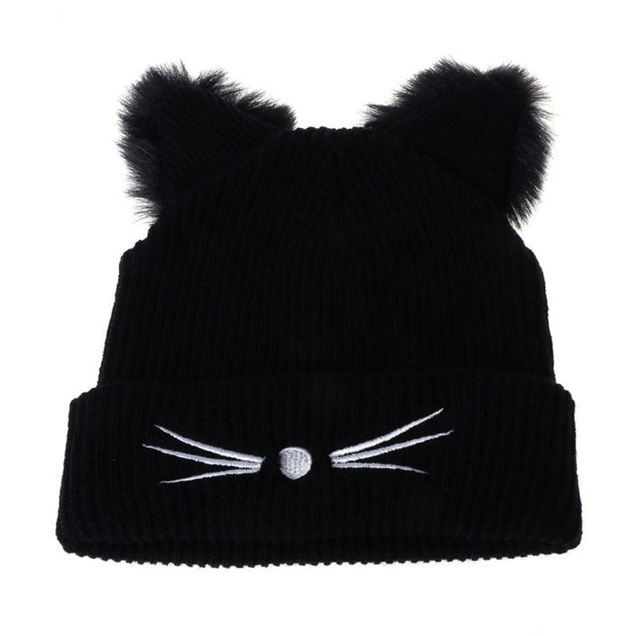 Cat Ears And Moustache Warm Winter Beanie Caps