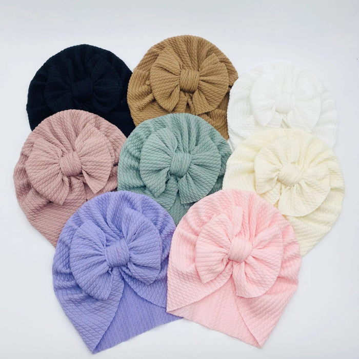 Solid Color Beanie Bow Headbands For Kids