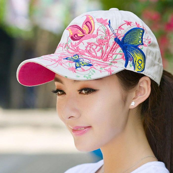 Embroidered Butterfly Snapback Baseball Cap