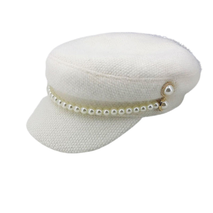 Black & White Newsboy Caps With Pearl Band