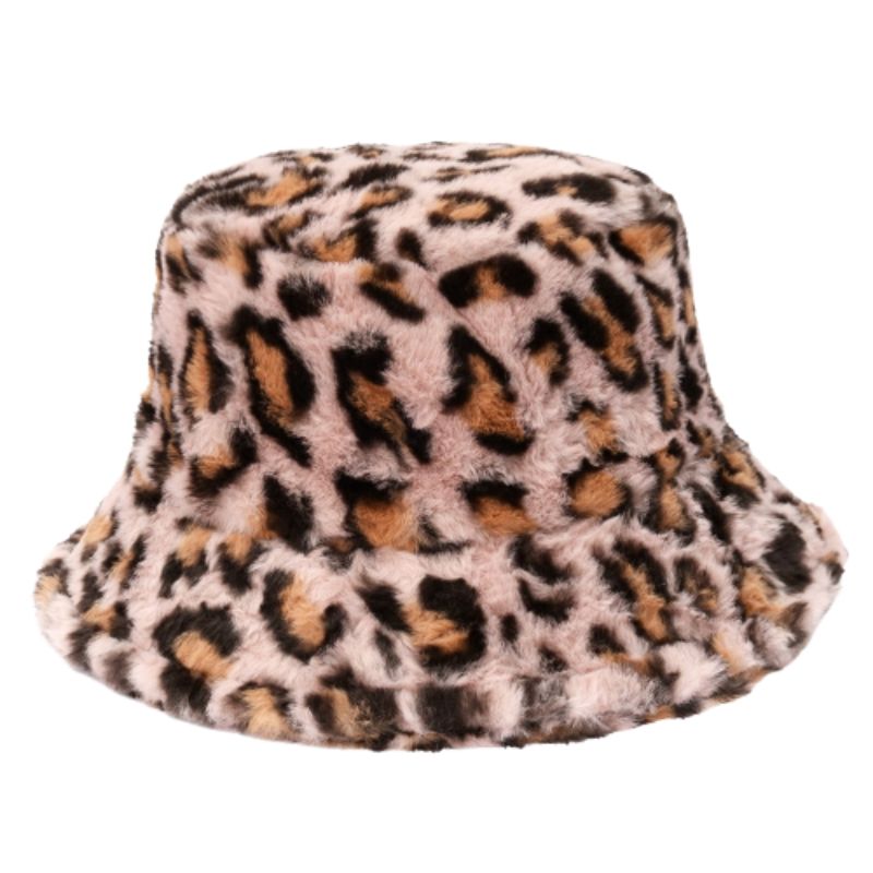 Printed Winter Faux Fluffy Fur Bucket Hats
