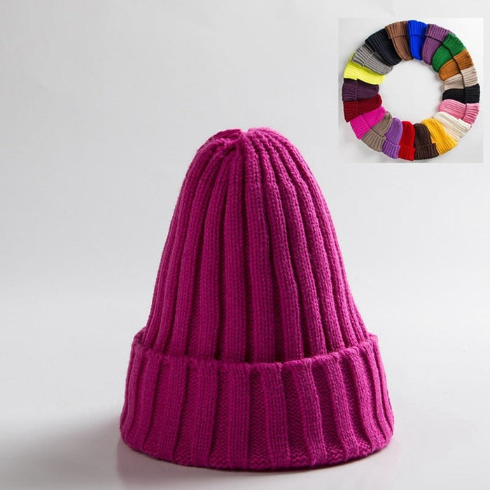 Women's Cotton Blends Soft Solid Warm Beanie