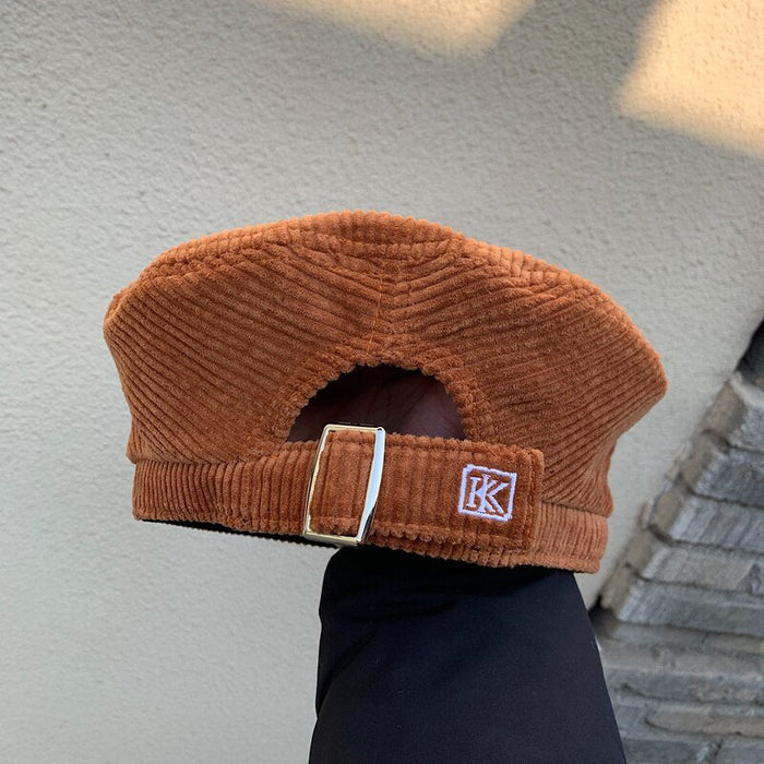 Striped Corduroy Adjustable Beret