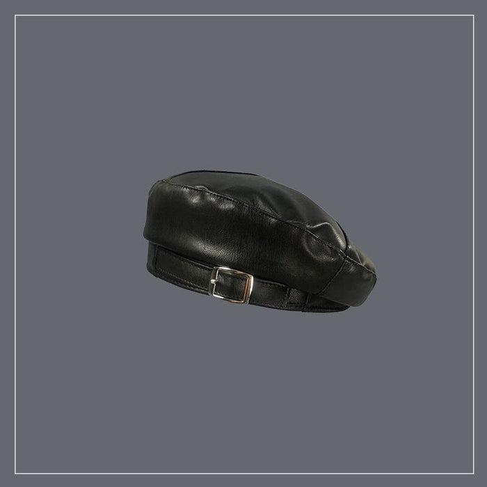 PU Leather British Style Retrograde Beret
