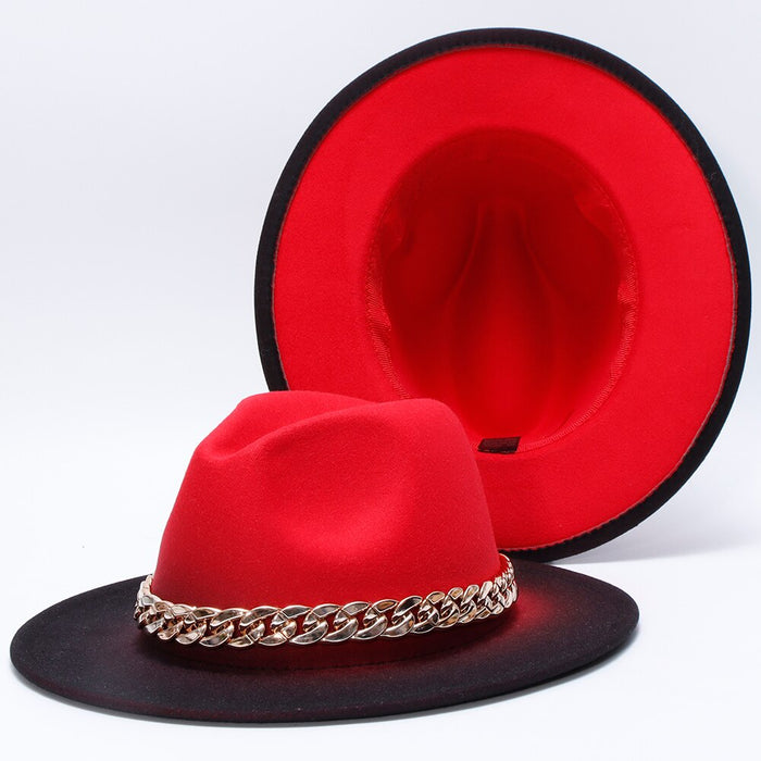 Colorful Faded Color Cuban Chain Buckled Fedora