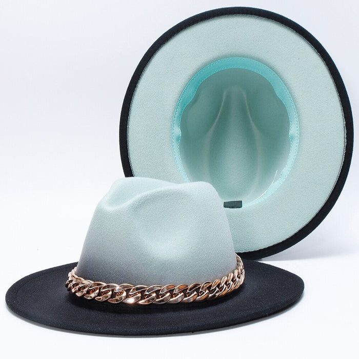 Colorful Faded Color Cuban Chain Buckled Fedora