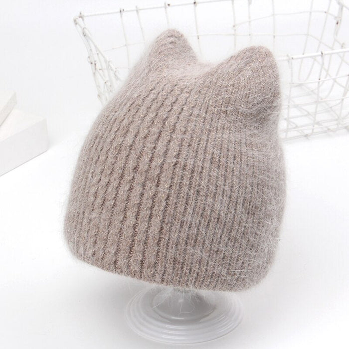 Cat Ears Rabbit Fur Beanie