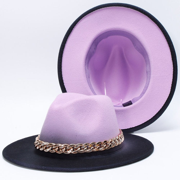 Colorful Faded Color Cuban Chain Buckled Fedora