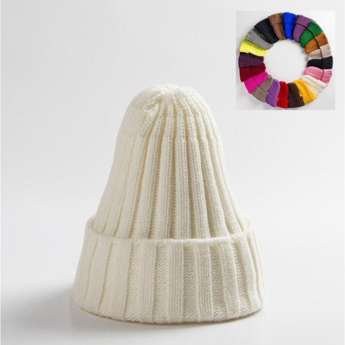 Women's Cotton Blends Soft Solid Warm Beanie