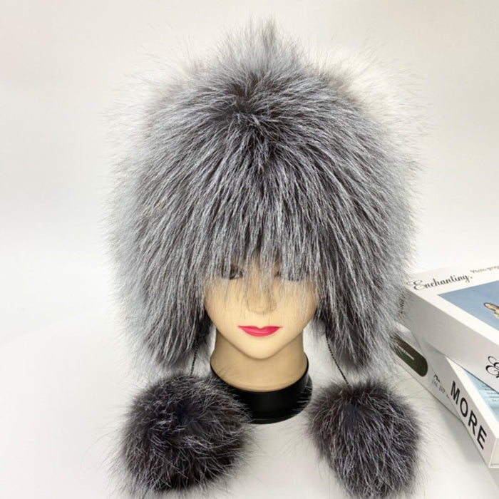 Women's Fur Trapper Bomber Hat With EarFlap